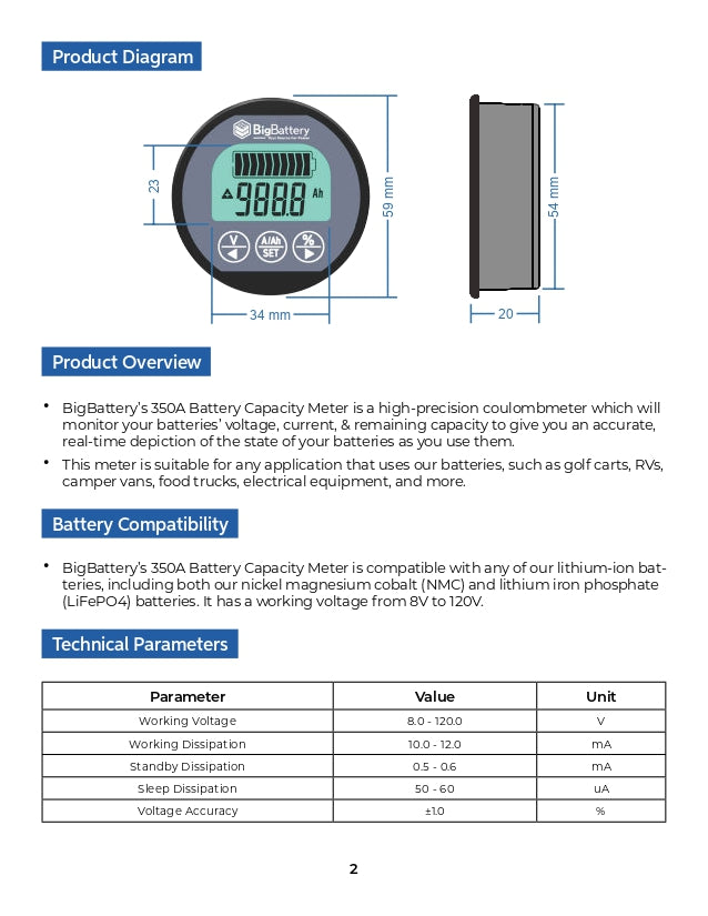 350A Battery Capacity Meter