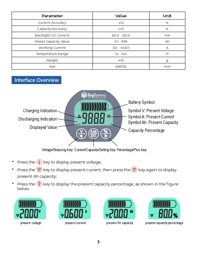 350A Battery Capacity Meter