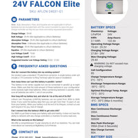 24V FALCON ELITE｜122AH｜3.1KWH | LIFEPO4 Power Block｜Lithium Battery Pack | 3-8 Weeks Ship Time