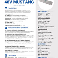 48V MUSTANG｜139AH｜7KWH | LIFEPO4 Power Block｜Lithium Battery Pack | 3-8 Weeks Ship Time